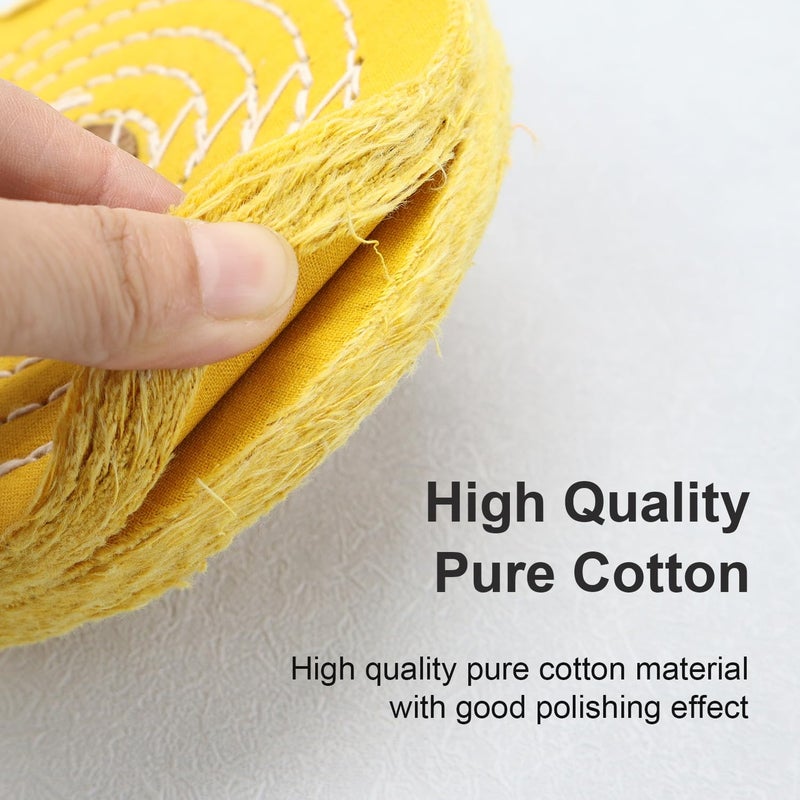 SCOTTCHEN Buffing Polishing Wheel 6 inch Treated Yellow Cotton Medium(42 Ply) with 1/2 inch Arbor Hole for Bench Grinder - 1 Pack - Image 4